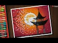 Beautiful Autumn Sunset Scenery Drawing for Beginners with Oil Pastels - Step by Step