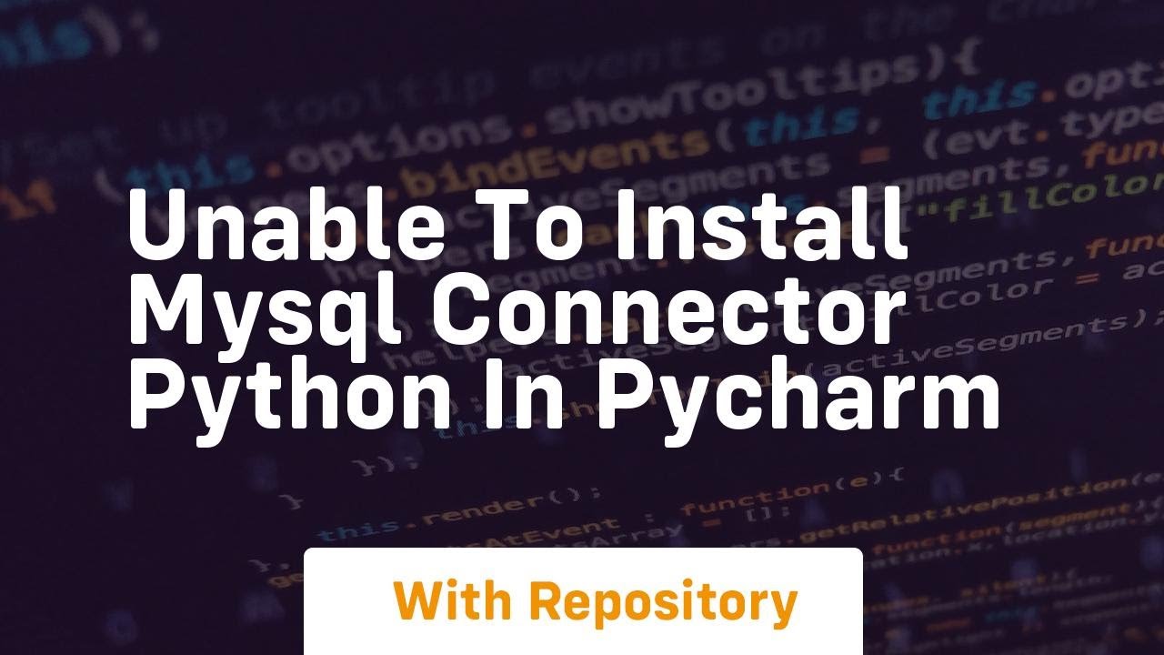 Unable to install mysql connector python in pycharm - YouTube