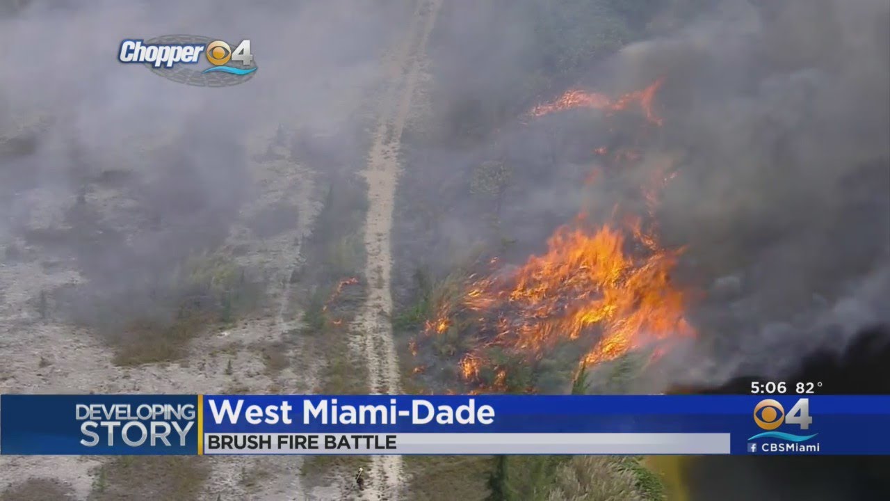 Section Of Krome Avenue Closed Due To Large Fire - YouTube