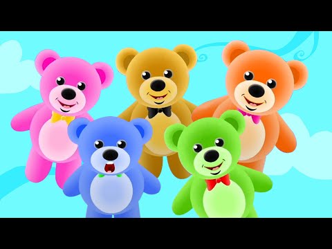 Five Little Teddy Bears Jumping On The Bed, Preschool Song And Cartoon Videos