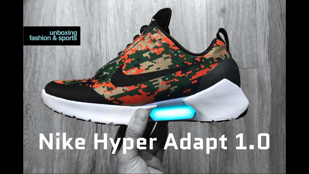 Nike ADAPT 1.0 LACING 'camo/black/orange' | UNBOXING ON FEET | fashion shoes | 2018 - YouTube