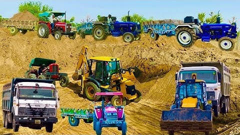 JCB 3dx Backhoe Loading Mud in powertrac euro 50 tractor JCB video JCB tractor #jcb #jcbbackhoe