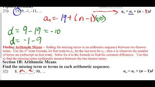 Algebra 2 Unit 7 Section 1 Aritthmetic Sequences and Series