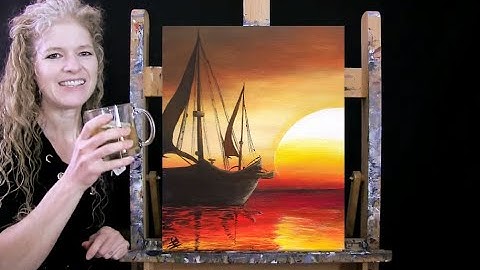 Learn How to Paint SUNSET SAILBOAT with Acrylic - Fun Paint & Sip - Step by Step Tutorial