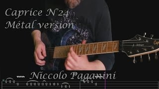 How to play Caprice 24 'Niccolo Paganini'  Rock/Metal Version with TAB and BACKING TRACK