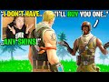 This 12 year old BOUGHT me my FIRST skin when I pretended to be a DEFAULT skin... (emotional)