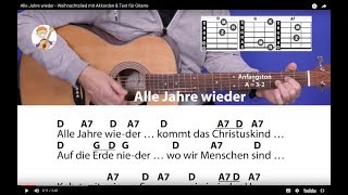 Video thumbnail of "Alle Jahre wieder - Weihnachtslied mit Akkorden & Text für Gitarre"