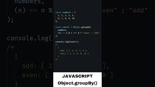 Javascript Object GroupBy Method | BitBuddy #shorts