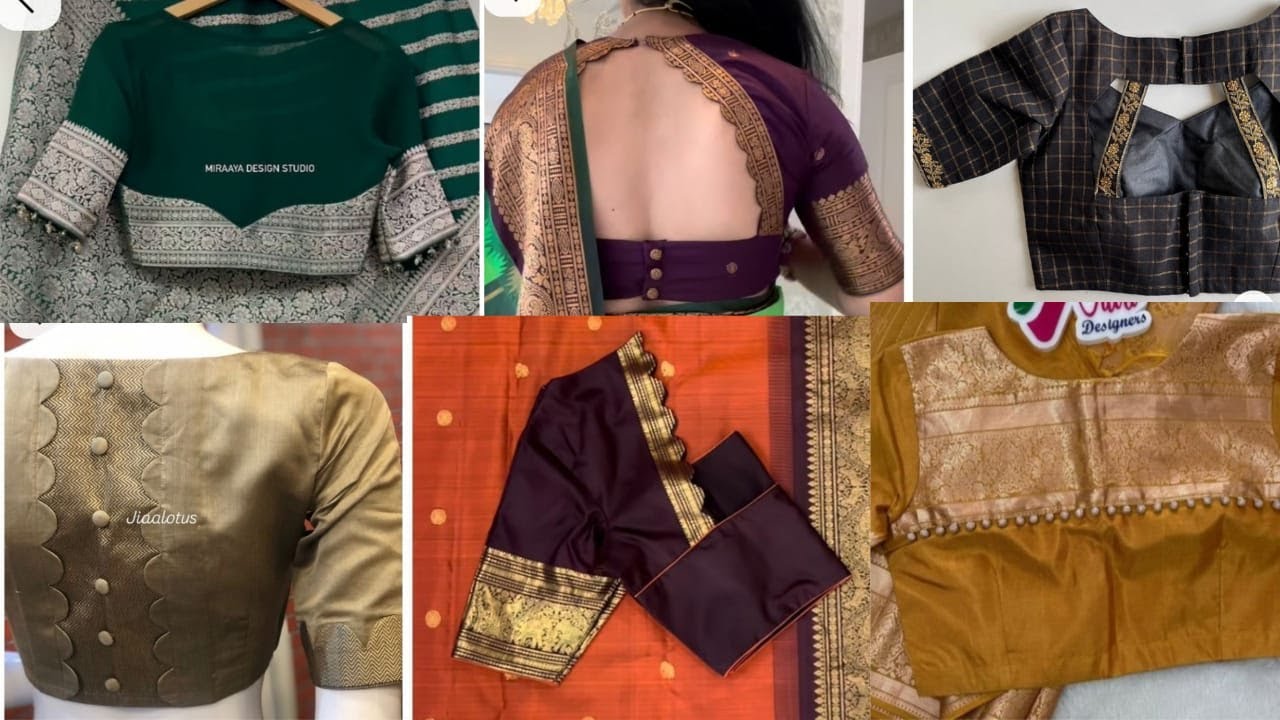 Trending blouse collection image back neck and front neck design 