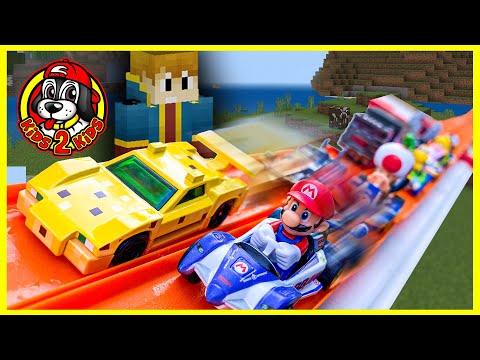 Kids Build🏎 Slowest Hot Wheels MARIO KART RACE vs MINECRAFT