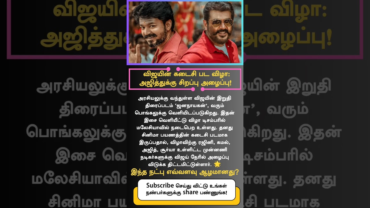 Vijay Invites Ajith, Rajini, Kamal & Surya to Final Movie ‘Jananayagan’ Audio Launch Malaysia Event