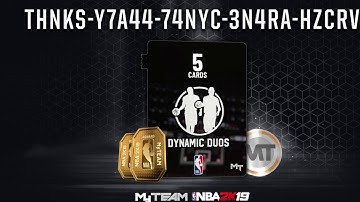 DYNAMIC DUO PACK AND MT LOCKER CODE FOR NBA 2K19 MY TEAM