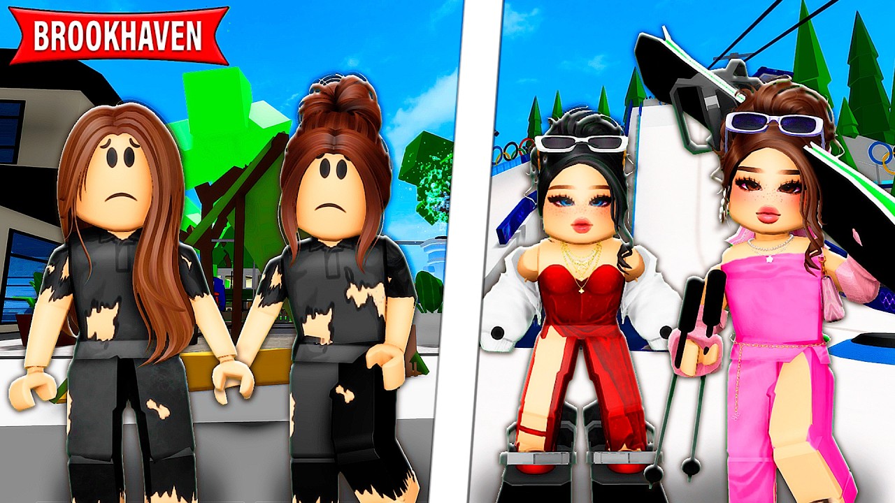 AS MENINAS DE RUA GANHARAM A COMPETIÇÃO DE NEVE! | Historinhas Brookhaven RP | Roblox