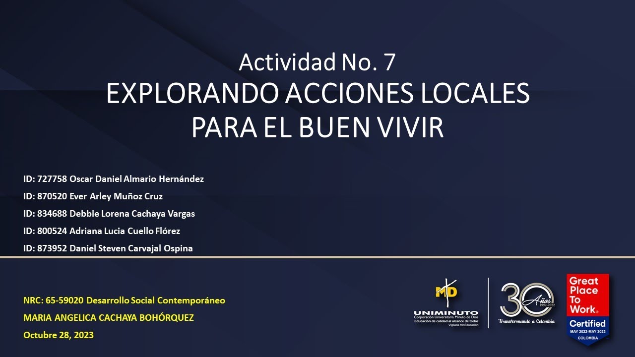 Act 7 Explorando acciones locales para el Buen Vivir - YouTube