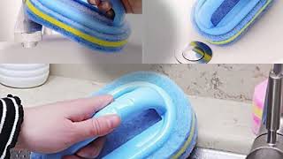 Handled Bathtub Scrubber Sponge Brush | Blue Magic Cleaner for Bathroom & Kitchen