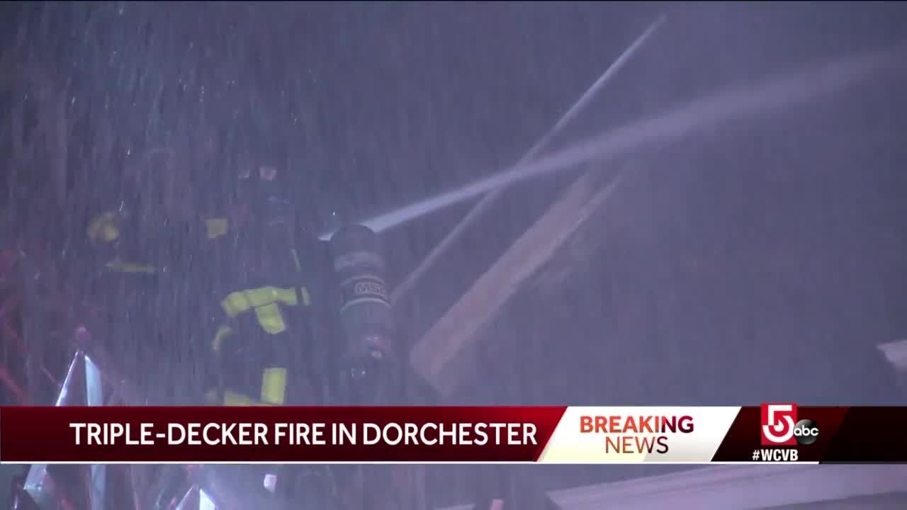 Crews battle 3-alarm fire in Dorchester - YouTube
