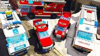 GTA 5 - Stealing Lego City Emergency Cars with Michael! (Real Life Lego Cars)