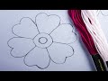 Hand embroidery realistic fluffy flower thread painting with DMC and needle