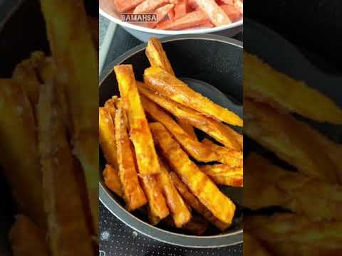 طرز تهیه سیب زمینی شیرین سرخ شده 