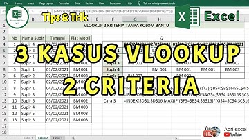 Cara Rumus Vlookup 2 Kriteria Tanpa Kolom Bantu Excel / Colum And Row