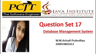 Question Set 17 | Database Management System | 1st Year | Java Institute | Ashadi Prabodhya