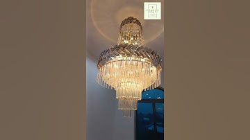 Quá bất ngờ với vẻ đẹp của đèn thông tầng pha lê #denthongtang #denphalethongtang