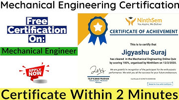 Mechanical Engineer  Certificate | Mechanical Engineering Free Courses With Certificate | Free Quiz
