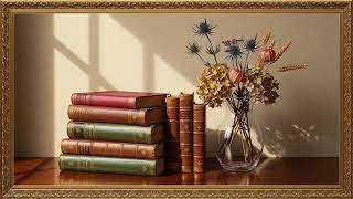 Timeless Library Aesthetic 12 Hours Vintage Oil Painting TV Art Gold Frame Calm 4K Visuals