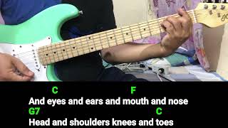 Vignette de la vidéo "Head, Shoulders, Knees And Toes (nursery rhymes) guitar cover song, chords and lyrics"