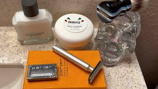 Parkers New Aeroshave L Aluminum Safety Razor,Proraso Soapaftershave & Kensurfs Winter 2025 Brush.
