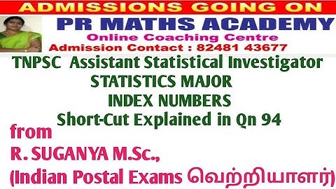 TNPSC Combined Statistical Services Assistant Statistical Investigator/STATISTICS Major/Index Number