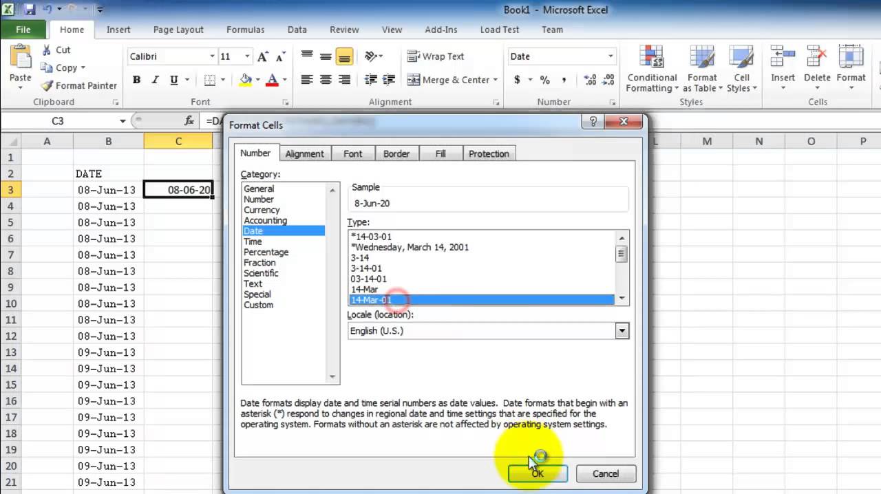 Change only the year component of a date in Microsoft Excel