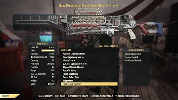 Fallout 76: Full Health Quad Gauss Rifle.