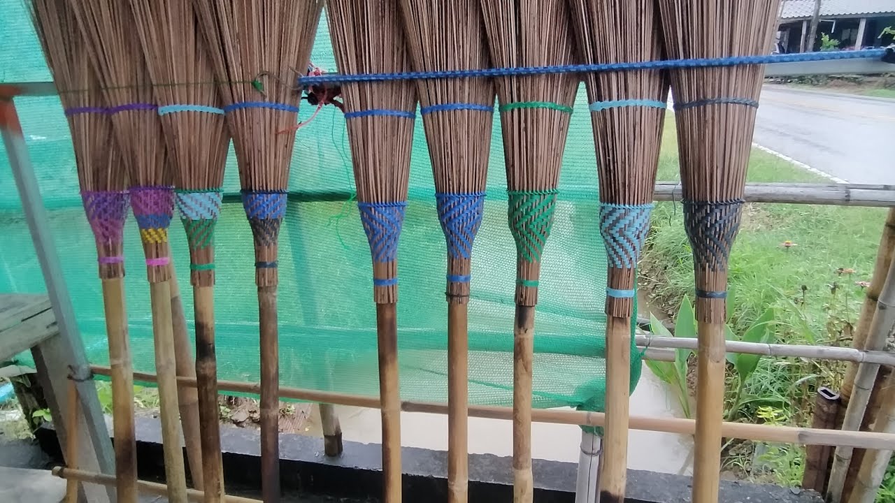 ถักลายสอง#ต่อเชือก#ไม้กวาดทางมะพร้าว #ไม้กวาดอรดี