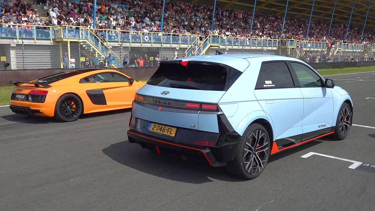 Hyundai R8 650HP Hyundai IONIQ 5 N vs Audi R8 V10 vs 1020HP Tesla Model S Plaid ...