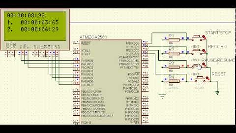 Time Recordable Stop Watch on Proteus, that can record upto 4 values