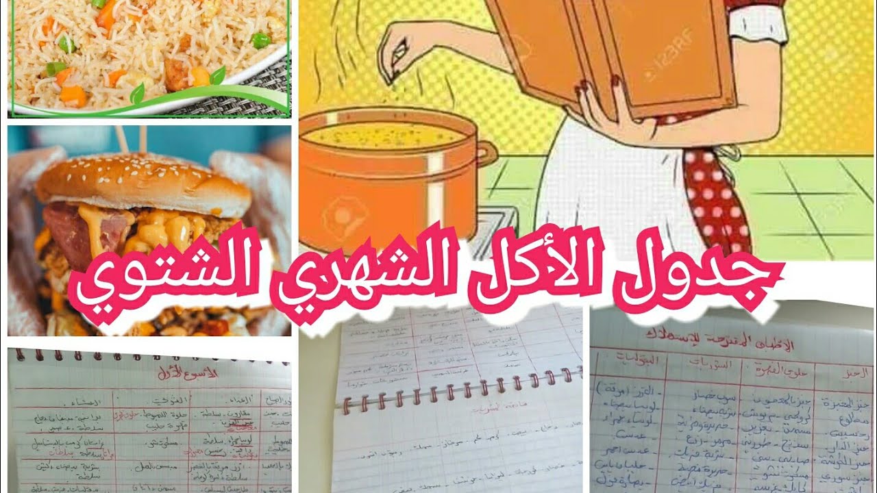 جدول الأكل الشهري لي غادي يهنيك تربحي وقتك ودراهمك للعاملات والماكثات لربح الوقت وحسن التدبير