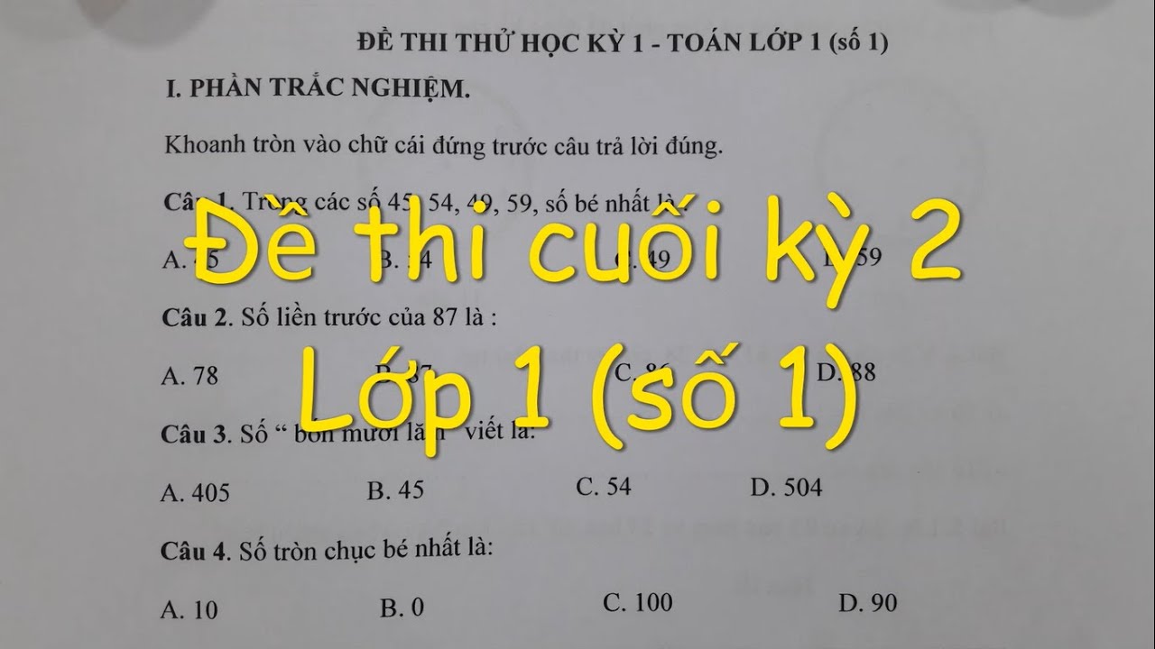 Đề thi học kỳ 2 lớp 1 | Toán lớp 1 – Đề thi cuối kỳ 2. Đăng ký học cô Lan 0968035669