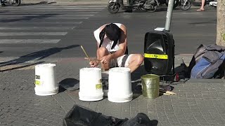 TEL AVIV   Drummer at the street 🥁 Ko&#39;chadagi san&#39;at 👏