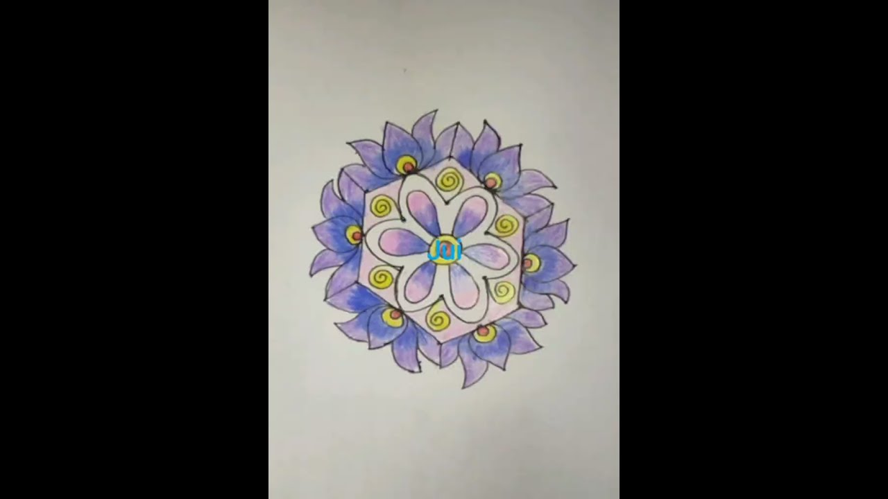 Rangoli design draw step by step by dot. 