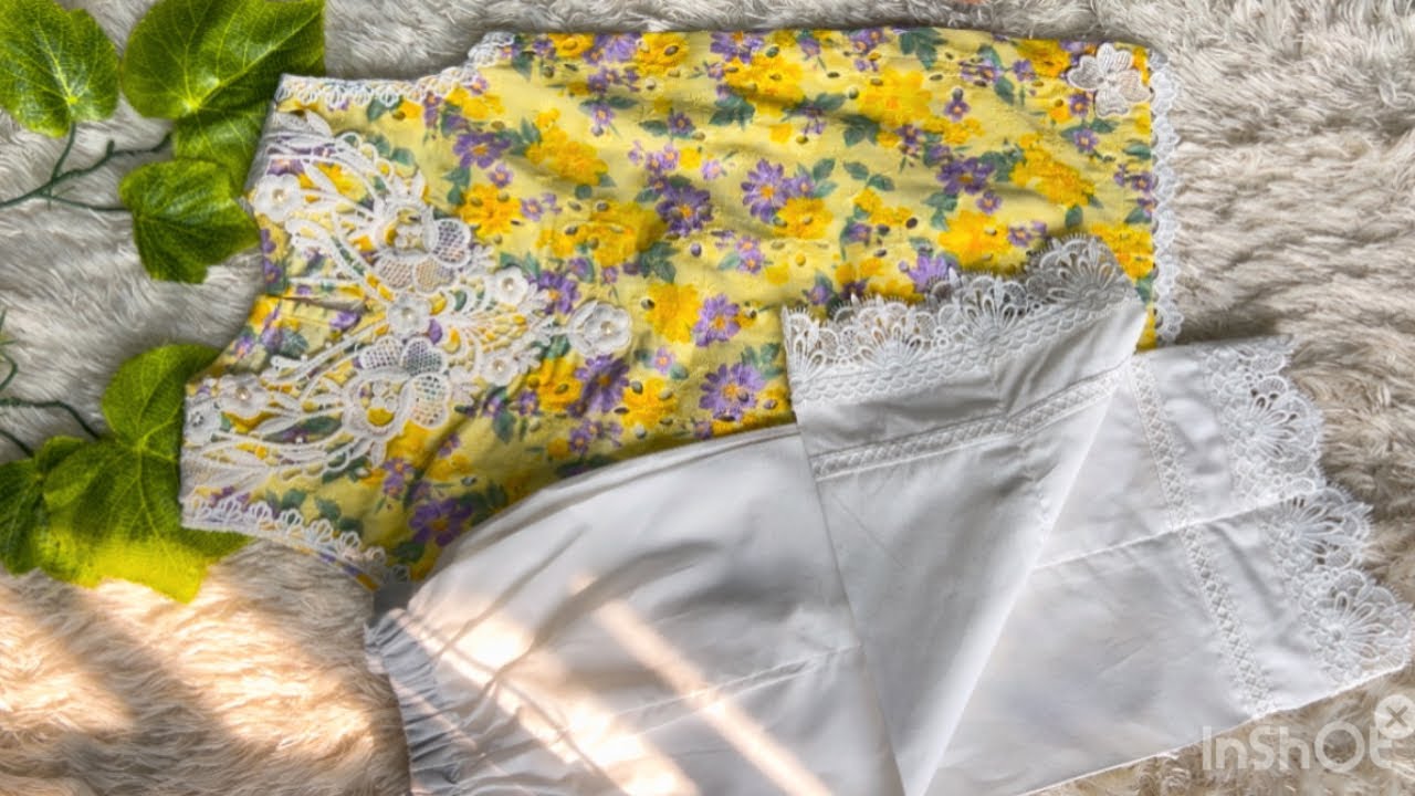 Latest Lace Trouser With Chicken kari kurti Cutting And stitching || summer dress design 