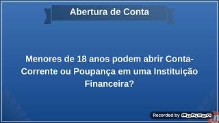 Abertura de conta para menores de idade