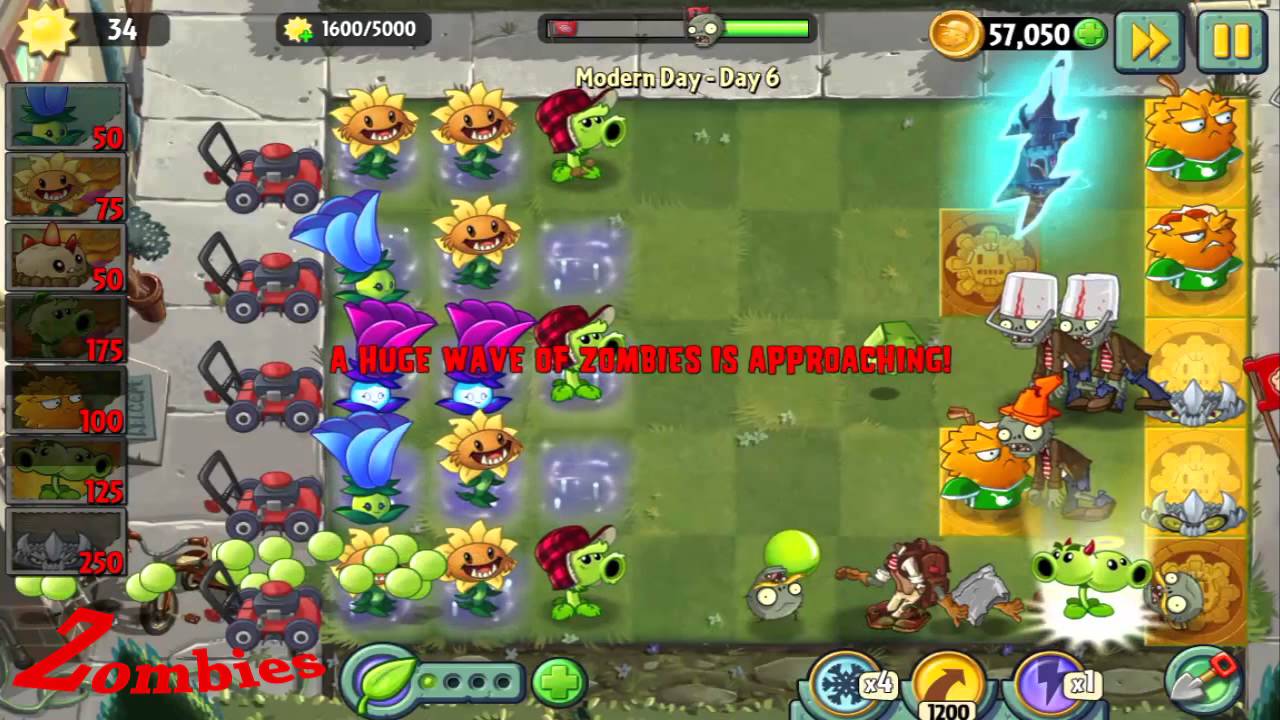Modern Day day 6 Plants vs Zombies 2 - Gameplay walkthrough - YouTube