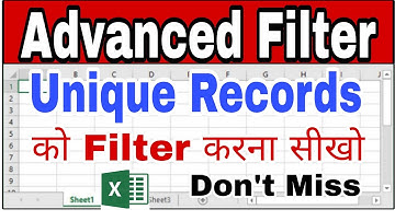 Advanced Filter in Excel - Filter Unique Records  Only Hindi | Lucky Guru Computer
