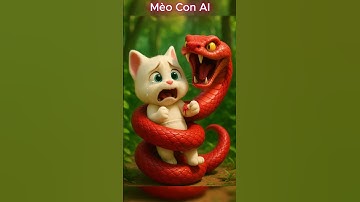 Mèo con đối mặt với con rắn đỏ #shorts #cat #ai #meow #meo