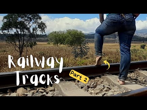 Barefoot on the railway tracks | Walk and balance on the railroad
