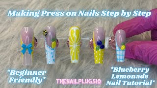 HOW TO MAKE LEMONADE PRESS ON NAILS 💕| Summer Edition 🍋🫐 | Watch me work | Thenailplug510