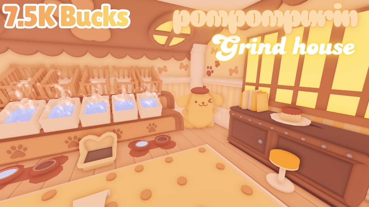Kawaii Sanrio Pompompurin Grinding home (Tiny Home) | Adopt me