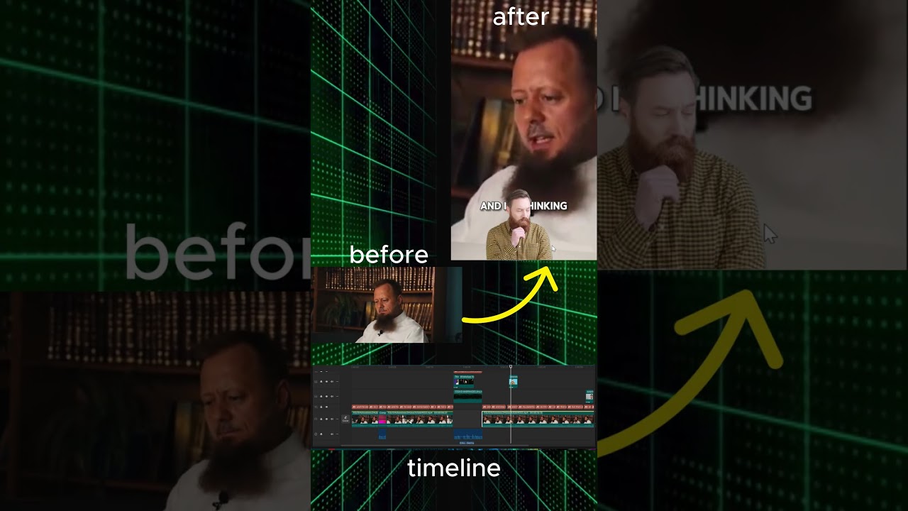The video before and after with the timeline