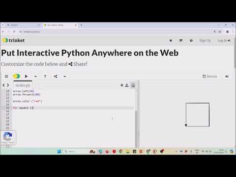 Iteration FOR Loop Python Turtle Trinket